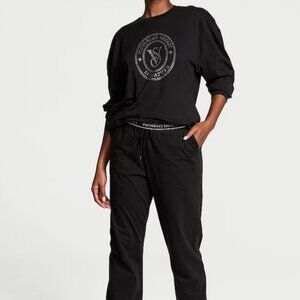 VICTORIA SECRET | Rhinestone Graphic Cotton PJ Set | BLACK | LARGE